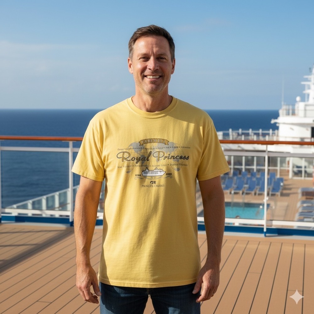 Princess‎ Cruises Shirt, Royal Princess Farewell Trip, Short Sleeves, Yellow, XL